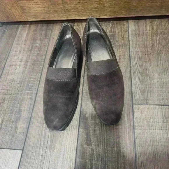 Stuart Weitzman Wedge Loafers Womens Size 8.5 Brown Suede Slip On Platform Shoes - Picture 5 of 8